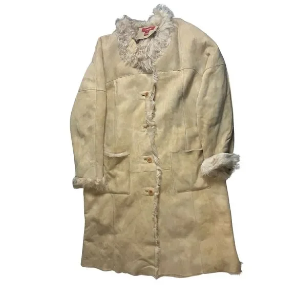 Sundance Suede Shearling Coat Beige Bohemian Button Front Size XL - Picture 4 of 14